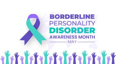 Sınır Çizgisi Kişilik Bozukluğu Farkındalığı Ay arkaplanı veya bayrak tasarım şablonu Mayıs ayında kutlanır