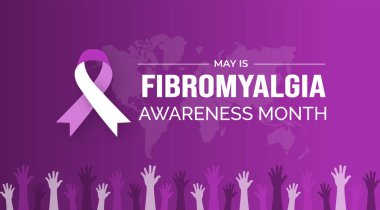 Fibromiyalji Farkındalık Ay arkaplanı veya bayrak tasarım şablonu Mayıs ayında kutlandı