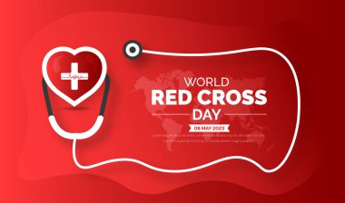 8 Mayıs 'ta kutlanan Dünya Kızılhaç Günü arkaplan veya afiş tasarımı şablonu.