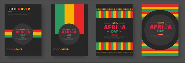 Heureux Fond Jour Afrique Livre Couverture Conception Modèle Ensemble — Image vectorielle