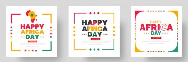 Mutlu Afrika günü sosyal medya afiş tasarım şablonu seti. Mutlu Afrika Günü arkaplanı ya da afiş tasarımı şablonu.