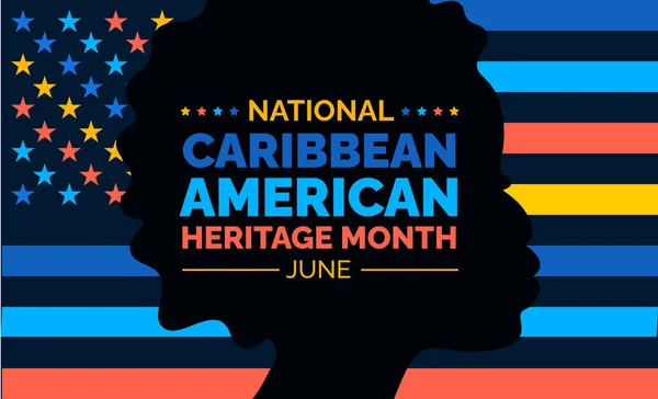加勒比裔美国人传统月背景或横幅设计模板庆祝于六月 矢量说明 — 图库矢量图片
