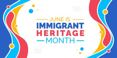 Göçmen Miras Ayının arka planı veya bayrak tasarımı Haziran ayında kutlandı. vektör illüstrasyonu.