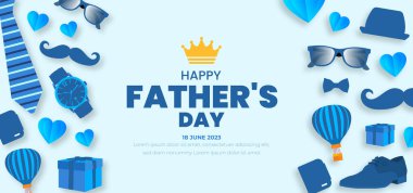 Babalar Günü 'nün arka plan posteri ya da afiş tasarım şablonu haziran ayında kutlanıyor. Babalar Günü arkaplanı veya kravatlı, gözlüklü, şapkalı ve hediye kutulu afiş. Babalar Günü posteri, selamlar..