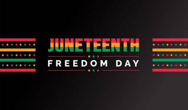 Haziran Özgürlük Günü Şablonu. Arkaplan, afiş, kart, tipografi tasarımı olan poster. Afrika Amerika 'nın Bağımsızlık Günü geçmişi, Özgürlük ve Özgürlük Günü. 19 Haziran. vektör.