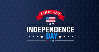 4 Temmuz Bağımsızlık Günü kutlamaları reklam arkaplanı, poster, kart ya da afiş Amerikan bayrağı ve tipografisi ile kutlanıyor. Bağımsızlık Günü ABD şenlik dekorasyonu.