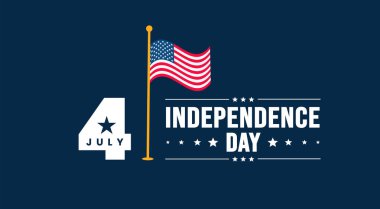 4 Temmuz Bağımsızlık Günü kutlamaları reklam arkaplanı, poster, kart ya da afiş Amerikan bayrağı ve tipografisi ile kutlanıyor. Bağımsızlık Günü ABD şenlik dekorasyonu.