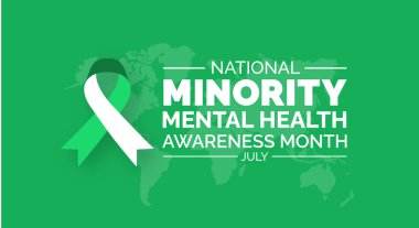 Ulusal Azınlık Akıl Sağlığı Bilinci Ay arka planı, afiş, poster ve kart tasarımı Temmuz ayında kutlandı.