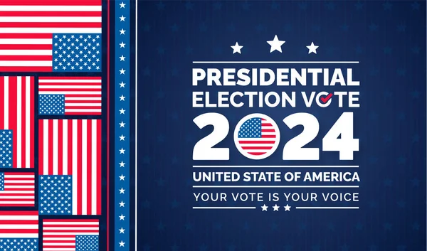Usa 2024 Presidentiële Verkiezingen Evenement Banner Achtergrond Kaart Poster Ontwerp — Stockvector