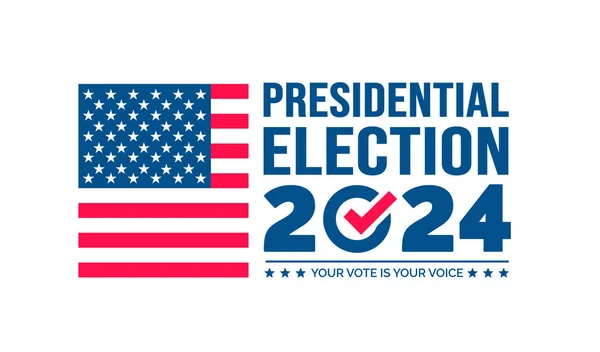 Usa 2024 Presidentiële Verkiezingen Evenement Banner Achtergrond Kaart Poster Ontwerp — Stockvector
