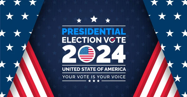 Eua 2024 Eleições Presidenciais Evento Banner Fundo Cartão Design Cartaz —  Vetores de Stock