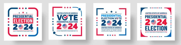 Usa 2024 Elnöki Választások Esemény Közösségi Média Poszt Banner Háttér — Stock Vector