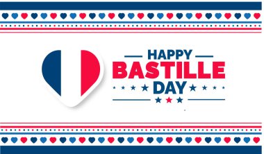 Bastille Günü ya da Fransa 'nın bağımsızlık günü geçmişi, afiş, poster ve kart tasarım şablonu 14 Temmuz' da kutlanan standart renk.