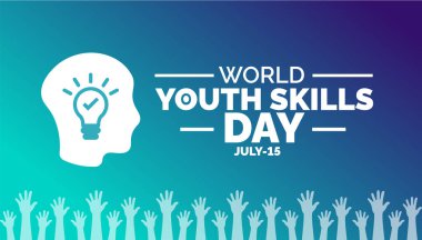  Dünya Gençlik Yetenekleri Günü arkaplan, afiş, poster ve kart tasarım şablonu Temmuz ayında kutlanan standart renk.