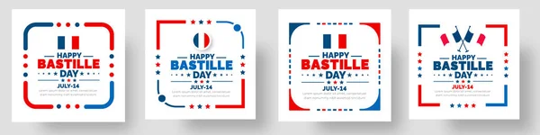 Bastille Day France Independence Day Social Media Post Banner Background — Image vectorielle