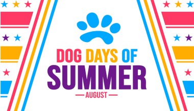Ağustos ayının Köpek Günleri arka plan şablonu. Tatil konsepti. arkaplan, afiş, kart ve yazı ve standart renk içeren poster tasarım şablonu. vektör illüstrasyonu.