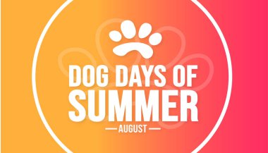 Ağustos ayının Köpek Günleri arka plan şablonu. Tatil konsepti. arkaplan, afiş, kart ve yazı ve standart renk içeren poster tasarım şablonu. vektör illüstrasyonu.