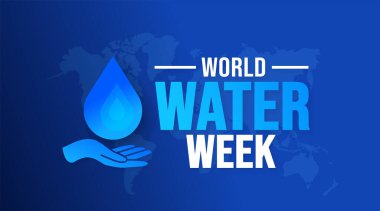 Ağustos Dünya Su Haftası 'nın arka plan şablonu. Tatil konsepti. arkaplan, pankart, kart ve yazı ve standart renkte poster tasarım şablonu. vektör illüstrasyonu.