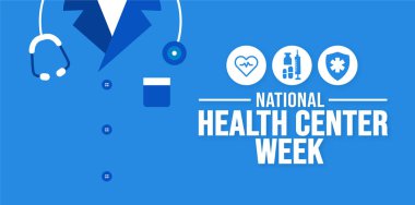 Ağustos, Ulusal Sağlık Merkezi Haftası şablonu. Tatil konsepti. arkaplan, pankart, kart ve yazı ve standart renkte poster tasarım şablonu. vektör illüstrasyonu.