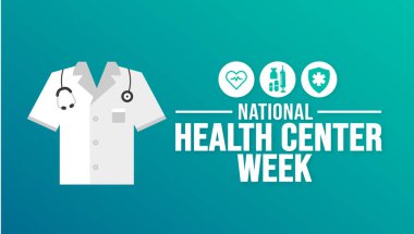 Ağustos, Ulusal Sağlık Merkezi Haftası şablonu. Tatil konsepti. arkaplan, pankart, kart ve yazı ve standart renkte poster tasarım şablonu. vektör illüstrasyonu.