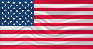 ABD bayrak dalgası vektör tasarımı. Amerika Birleşik Devletleri bayrak tasarımı ve el sallama.