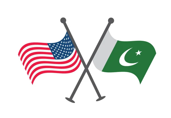 Сша Пакистан Кросс Флаг Дизайн Иллюстрация Скрещенного Единого Государства Американских — стоковый вектор