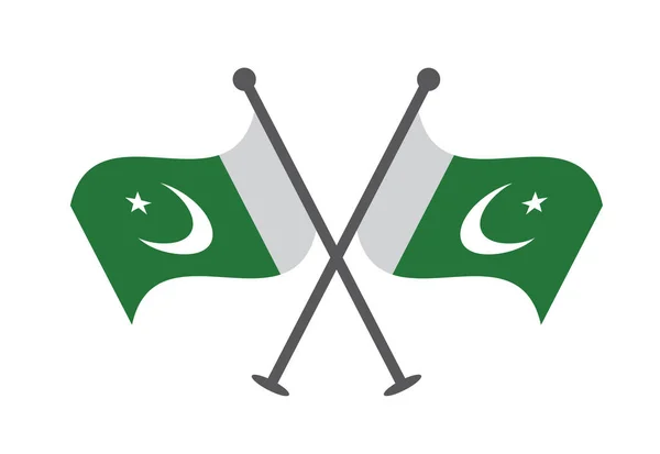 Пакистан Крест Флаг Дизайн Иллюстрация Скрещенных Флагов Пакистана Элемент Дизайна — стоковый вектор