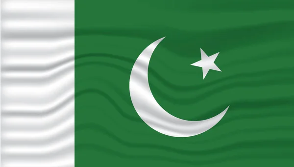 巴基斯坦3D旗杆矢量设计 挥动着巴基斯坦国旗设计 — 图库矢量图片
