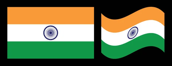 Indiens Nationella Flagga Vektor Design Indien Platt Flagga Design — Stock vektor