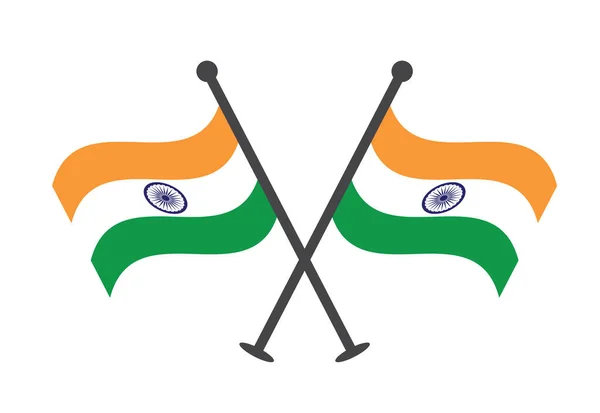 Индийский Кросс Флаг Иллюстрация Скрещенных Индийских Флагов Элемент Дизайна Плаката — стоковый вектор