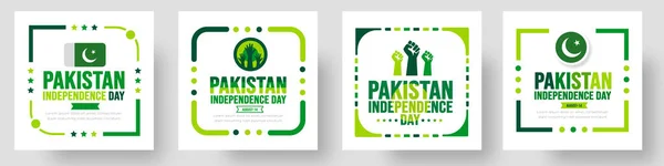 Августа Пакистан День Независимости Социальных Медиа Пост Баннер Стикер Дизайн — стоковый вектор