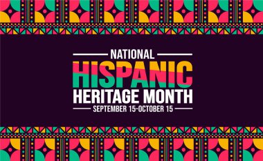 National Hispanic Heritage Month celebration colorful background, typography, banner, placard, card, and poster design template. is annually celebrated from September 15 to October 15 in the USA. clipart