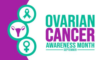 Eylül ayında Ulusal Yumurtalık Kanseri Farkındalığı Ayı şablonu var. Tatil konsepti. arkaplan, pankart, kart ve metin yazma ve standart renk ile poster tasarım şablonu.