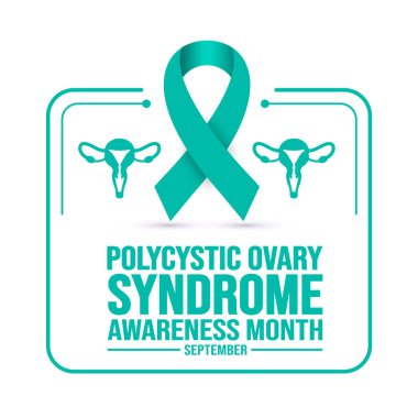 Eylül ayı Polisistik Yumurtalık Sendromu Farkındalık Ayı şablonu. Tatil konsepti. arkaplan, pankart, kart ve metin yazma ve standart renk ile poster tasarım şablonu.