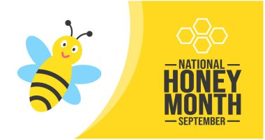 Eylül, Bal Ayı 'nın arka plan şablonu. Tatil konsepti. arkaplan, pankart, kart ve yazı ve standart renkte poster tasarım şablonu. vektör illüstrasyonu.