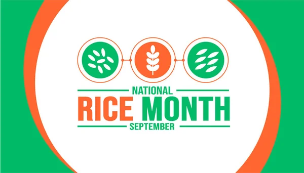 stock vector September is National Rice Month background template. Holiday concept. background, banner, placard, card, and poster design template with text inscription and standard color. vector illustration.