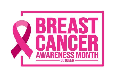 Ekim ayında meme kanseri farkındalığı ay sonu şablonu var. Tatil konsepti. Arkaplan, pankart, kart ve şeritli poster tasarımı şablonu. vektör illüstrasyonu.