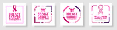 Göğüs kanseri farkındalığı ayı sosyal medya afiş sonrası şablonu Ccthe 'de kutlandı. Tatil konsepti. arkaplan, pankart, kart ve kurdele ve metin ile poster tasarım şablonu.