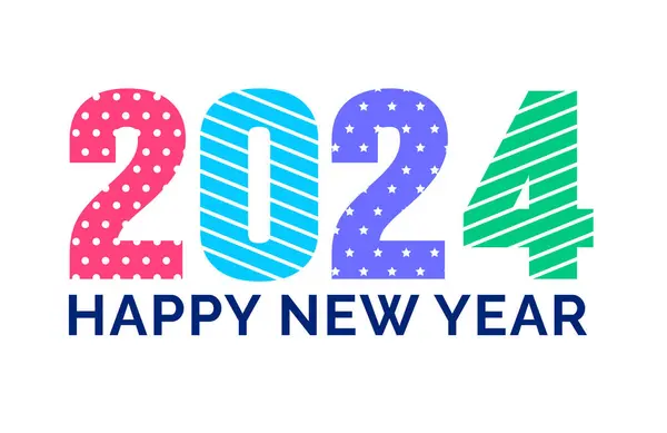 2024 Happy New Year Colorful Text Logo Typography Design Concept — Stock Vector