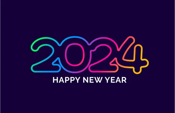2024 Mutlu Yıllar Renkli Metin Logosu Tipografi Tasarımı Konsepti Renkli — Stok Vektör