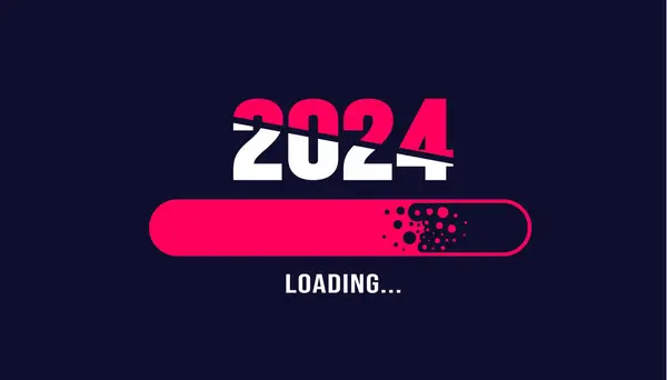 2024 Загрузочный Бар Прогресс Цифровых Технологий Красный Фон Наступающим 2024 — стоковый вектор