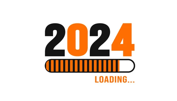 2024 Çubuk Işleme Dijital Teknolojisi Renkli Arkaplan Yüklüyor Mutlu Yıllar — Stok Vektör