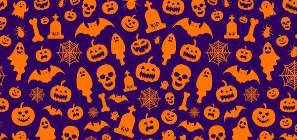 Oktober Happy Halloween Patroon Achtergrond Ontwerp Met Pompoenen Gebruiken Achtergrond — Stockvector