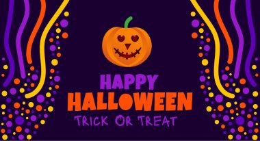 31 Ekim Cadılar Bayramı balkabaklarıyla mutlu bir arka plan tasarımı. arkaplan, pankart, parti davetiye kartı, kitap kapağı ve metin yazma ve standart renk içeren poster tasarım şablonu. 