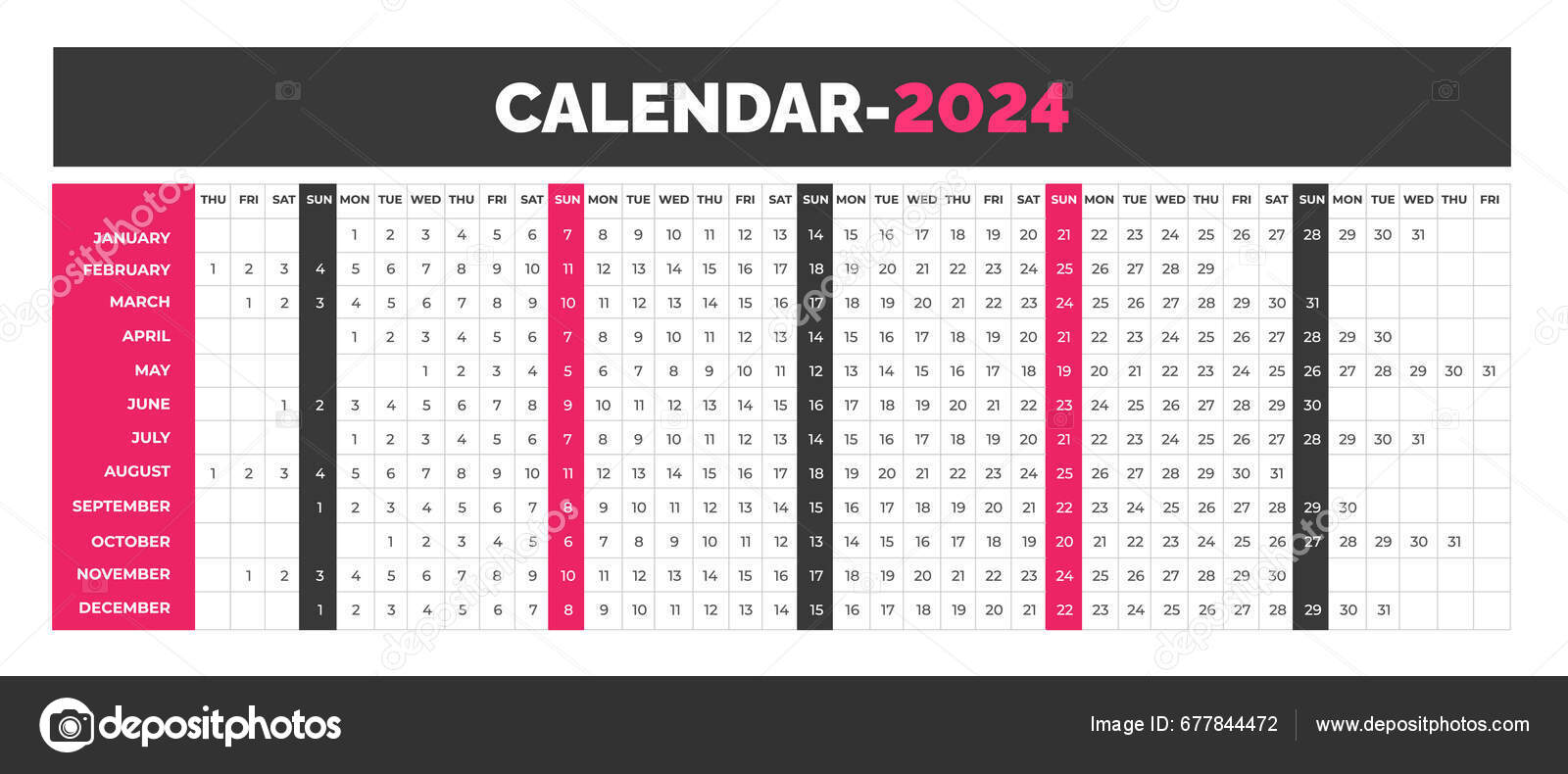 Calendario Lineal 2025 Calendario Escritorio Horizontal Lineal