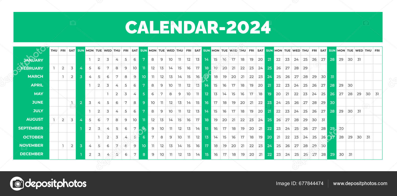 Calendarul Liniar Din 2024 Calendarul Desktop Orizontal Liniar Pentru