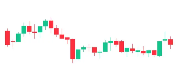 股票交易图红色和绿色背景模板 加密货币 股票市场和二进制期权的交易图 附有蜡烛和指标 外汇交易在金融市场上卖出 — 图库矢量图片