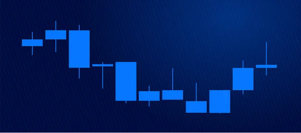 股票交易图表蓝色技术背景模板 加密货币 股票市场和二进制期权的交易图 附有蜡烛和指标 外汇交易在金融市场上卖出 — 图库矢量图片