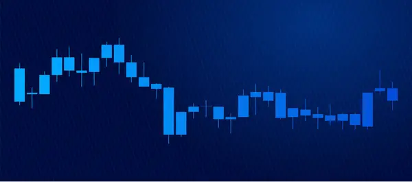 股票交易图表蓝色技术背景模板 加密货币 股票市场和二进制期权的交易图 附有蜡烛和指标 外汇交易在金融市场上卖出 — 图库矢量图片