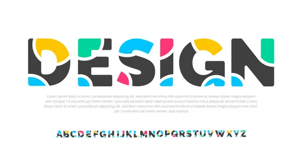 Moderno Criativo Mínimo Abstrato Digital Colorido Alfabeto Fonte Design Template —  Vetores de Stock